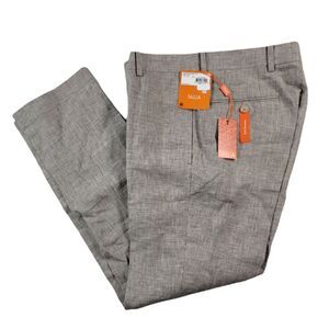 Tallia‎ Dress Linen Dress Pant Men's 30 X 30 Taupe Tan Houndstooth Slim Fit $175